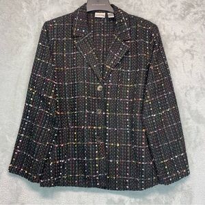 CHICOS Blazer Jacket Black With Multicolor Flecks Size Chicos 2